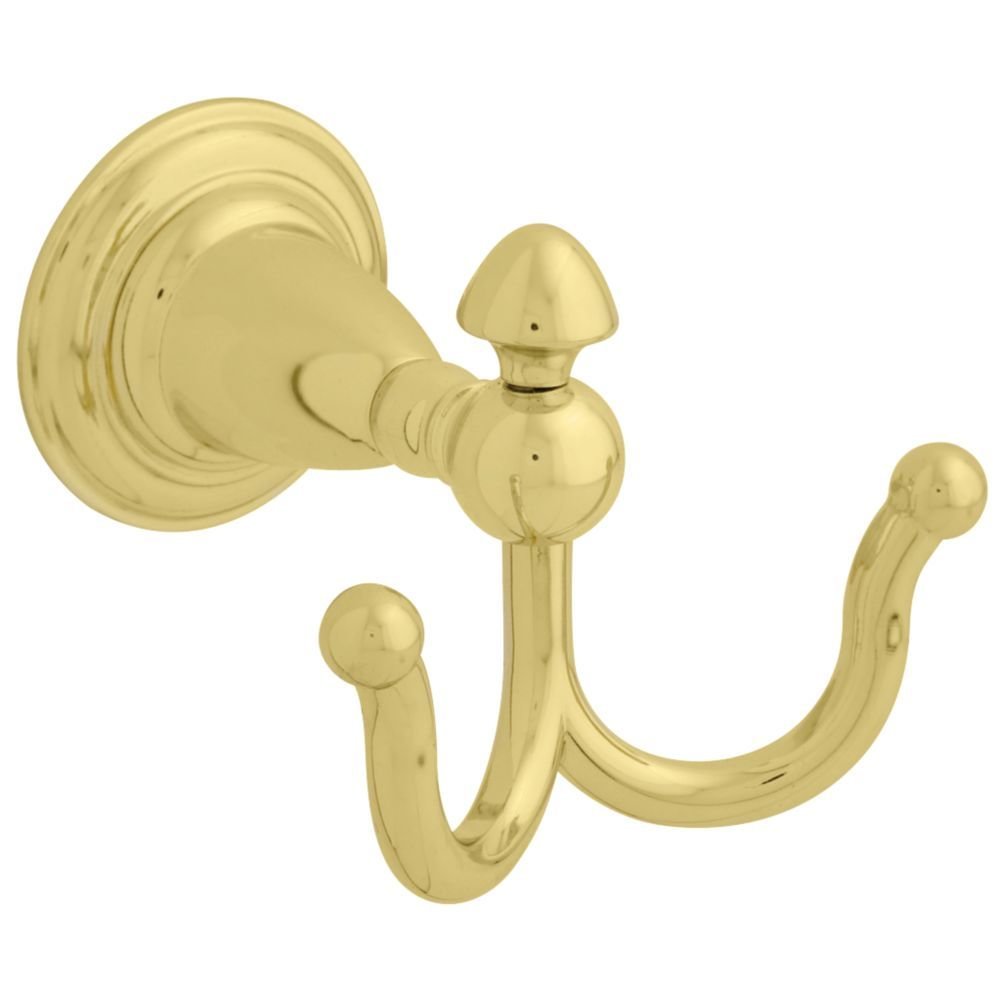 Double Robe Hook in Polished Brass