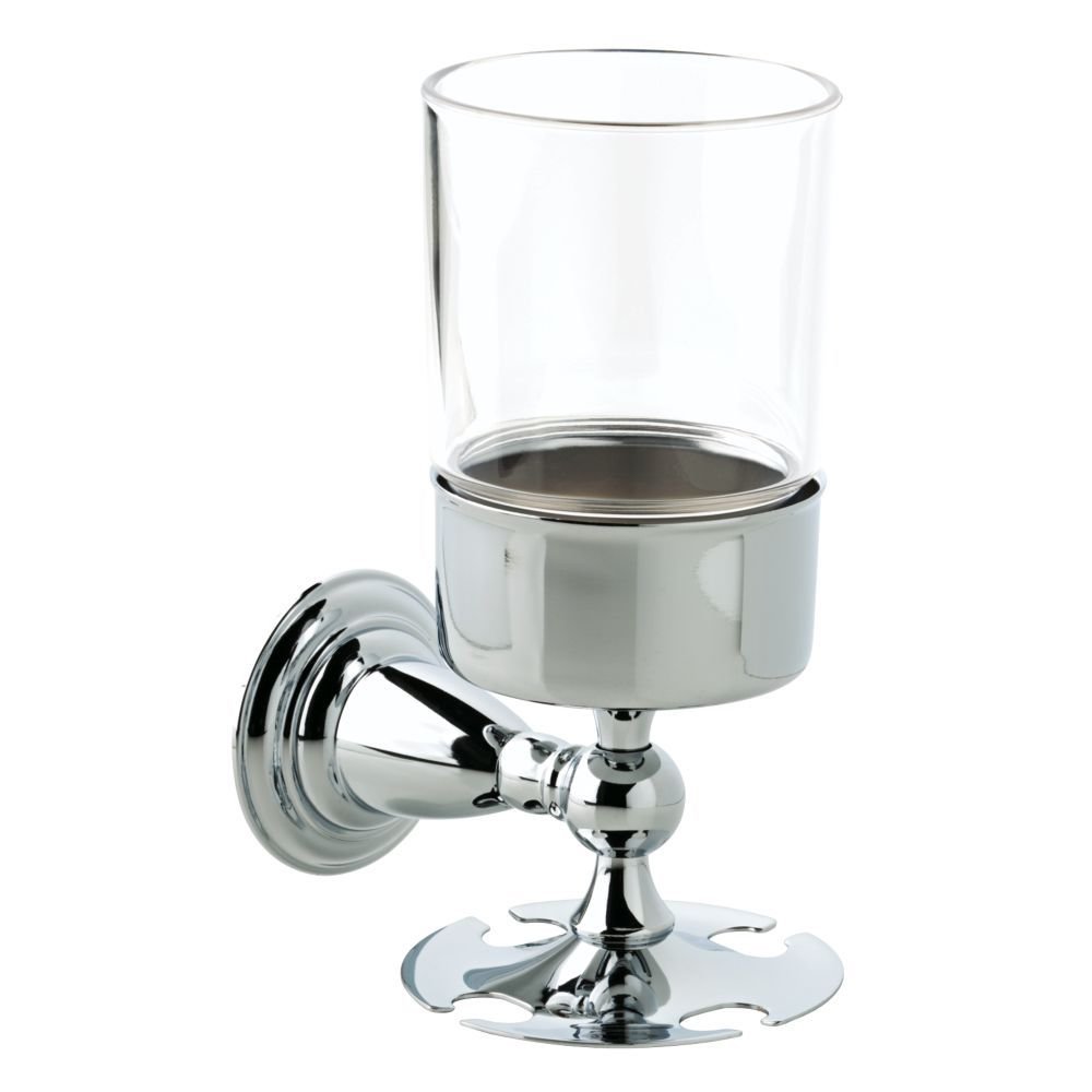 Toothbrush & Tumbler Holder with Plastic Tumbler in Polished Chrome