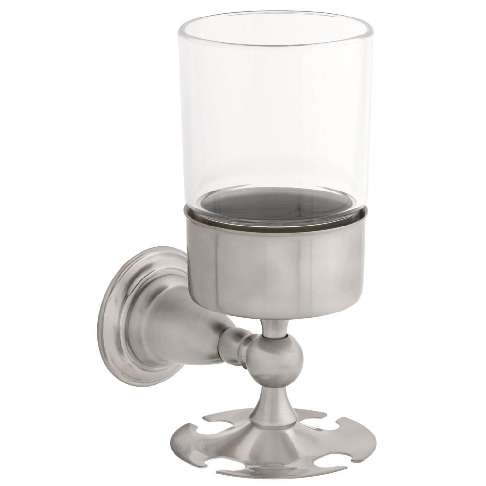 Toothbrush & Tumbler Holder with Plastic Tumbler in Brilliance Stainless Steel