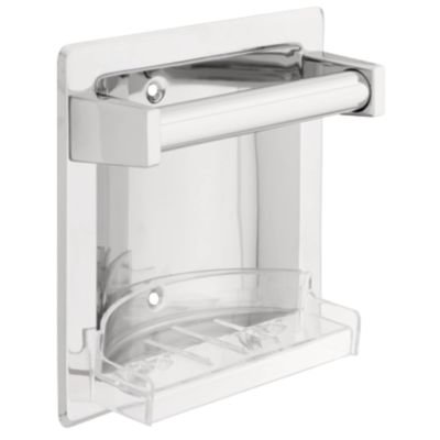 Recessed Soap Dish with Bar in Polished Chrome