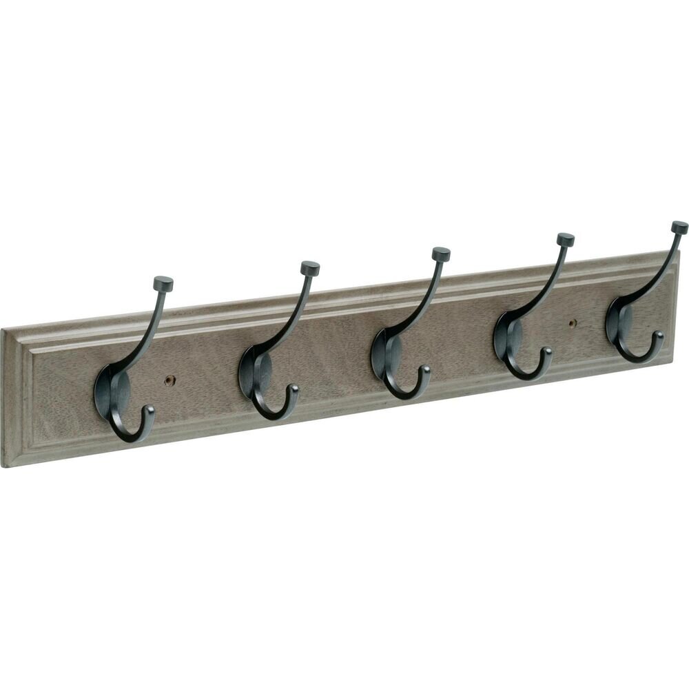 26.5" Rail with 5 Pilltop Hooks in Driftwood & Soft Iron