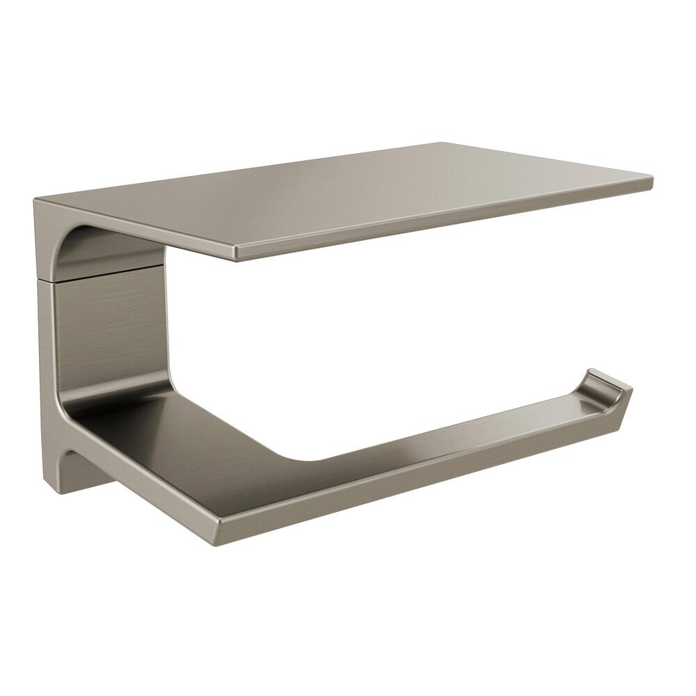 Toilet Paper Holder with Shelf in Stainless