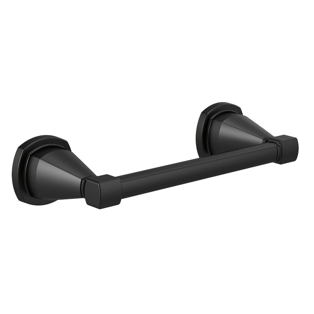 Double Post Pivoting Toilet Paper Holder in Matte Black