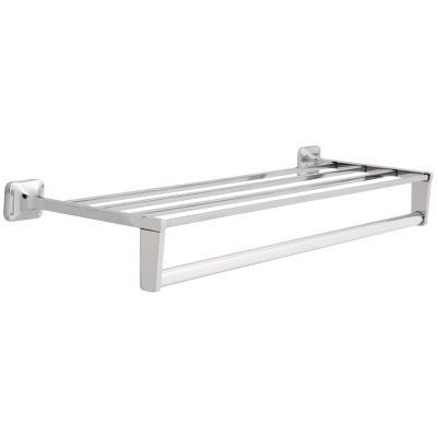 24" Towel Shelf with Bar and support Braces in Polished Chrome