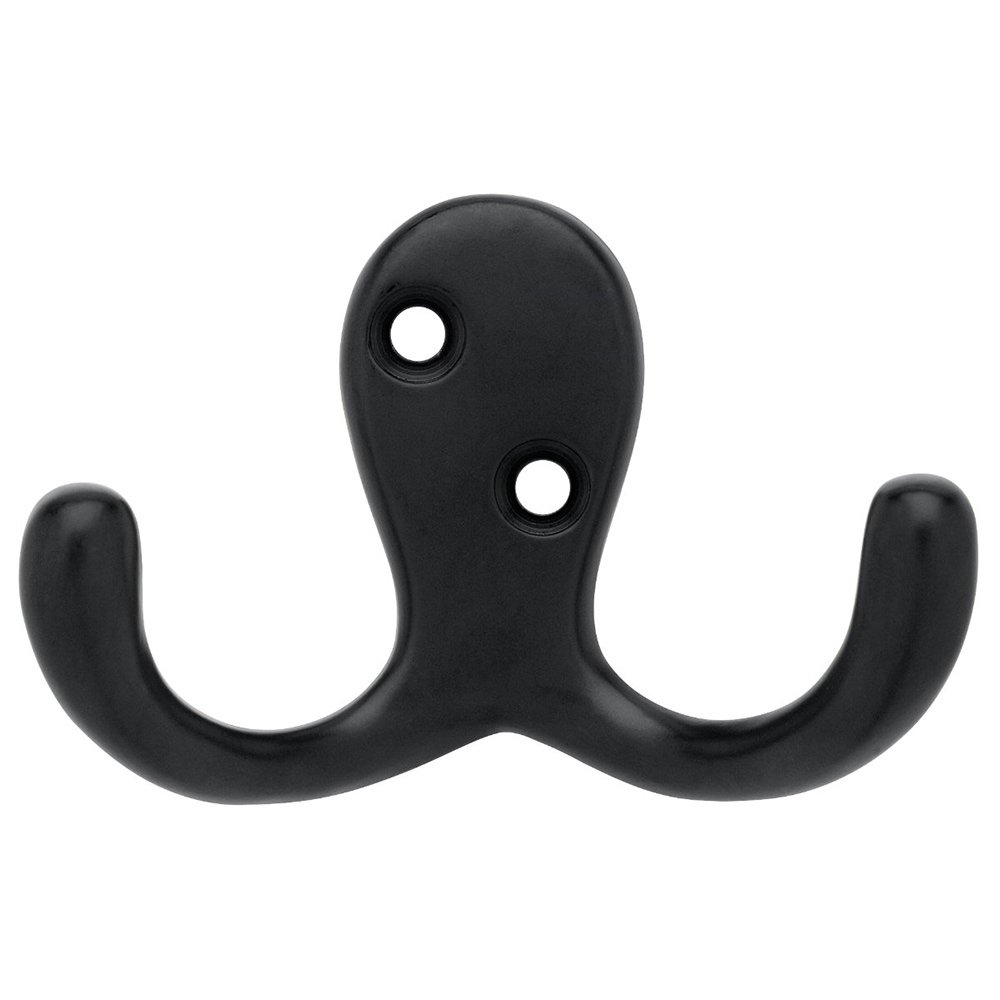 Double Prong Robe Hook in Flat Black
