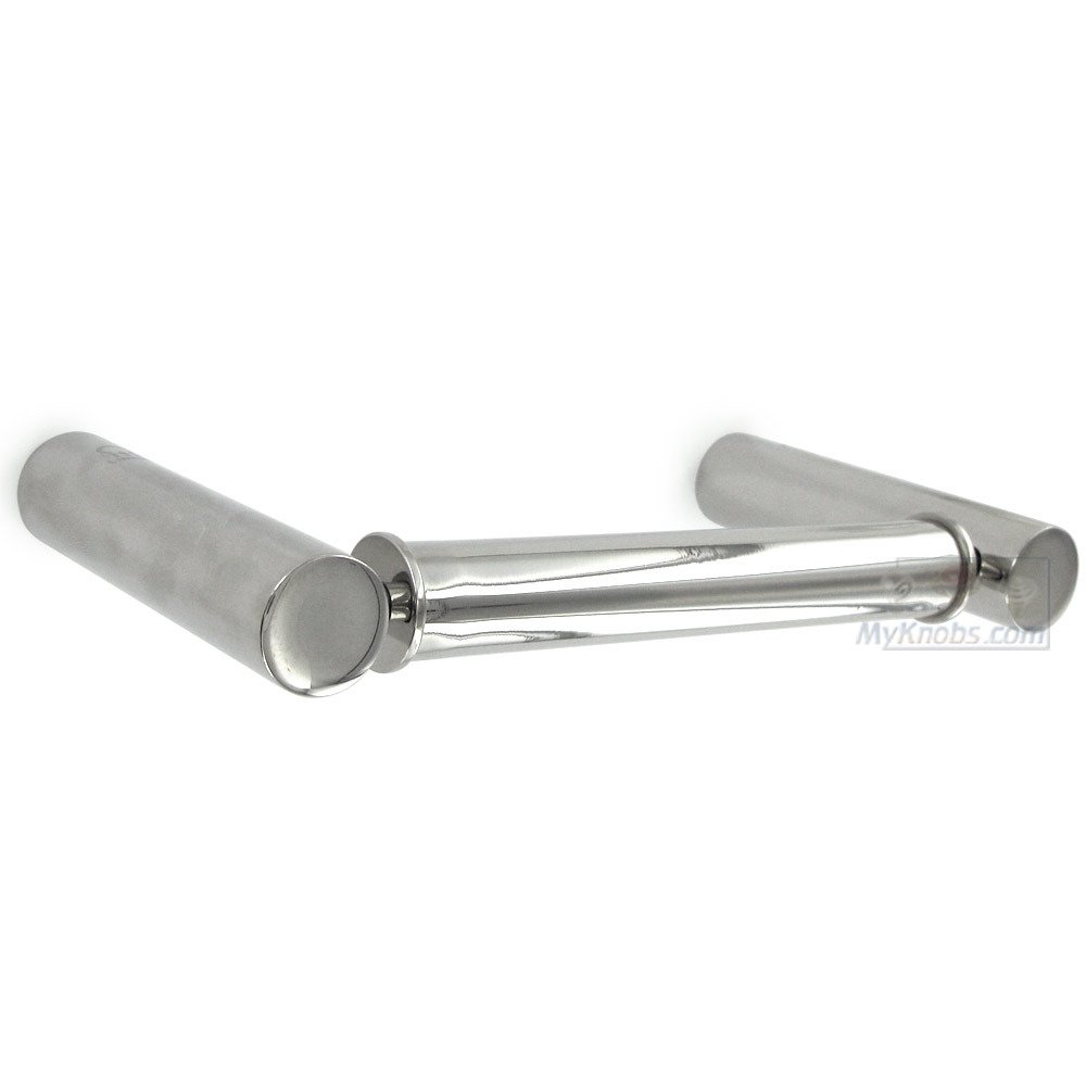 Toilet Roll Holder with Round Post in Polished Stainless Steel