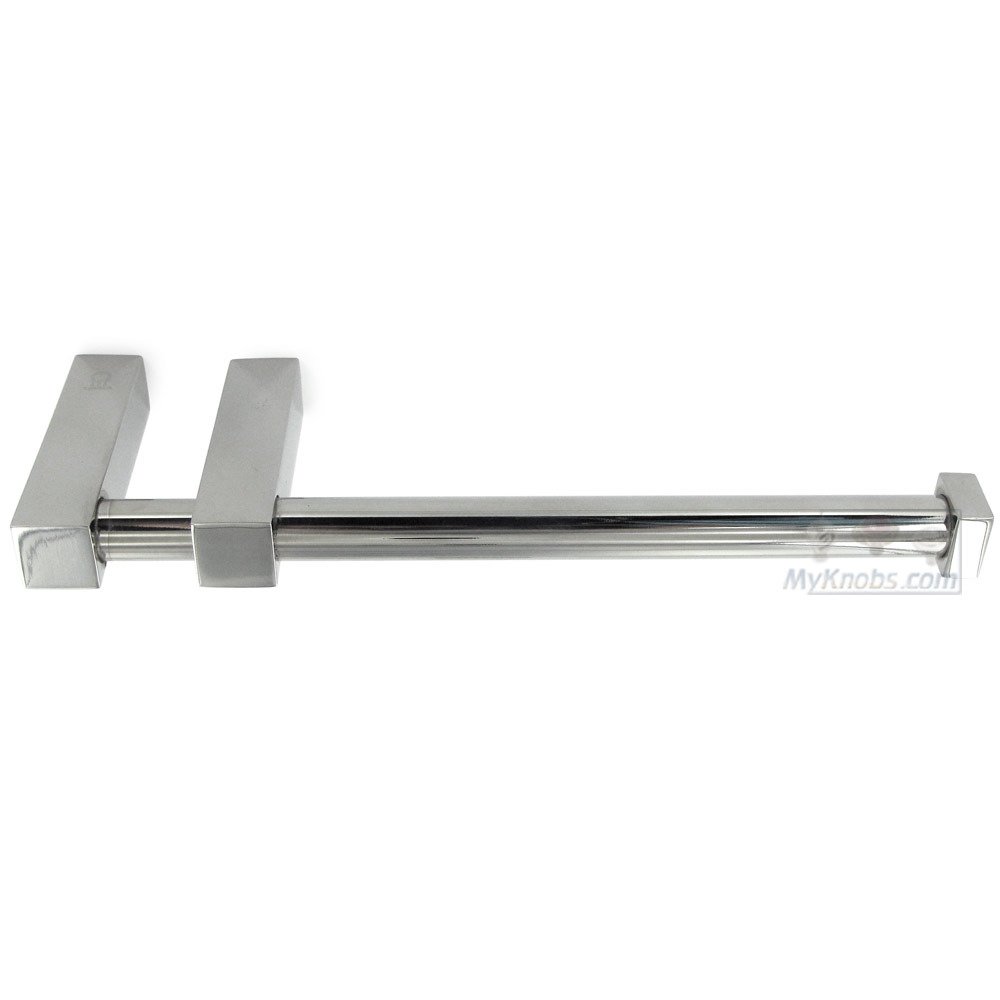 Open Toilet Roll Holder with Square Post in Polished Stainless Steel