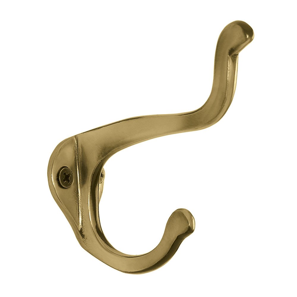 Single Schoolhouse Coat Hook in Polished Brass