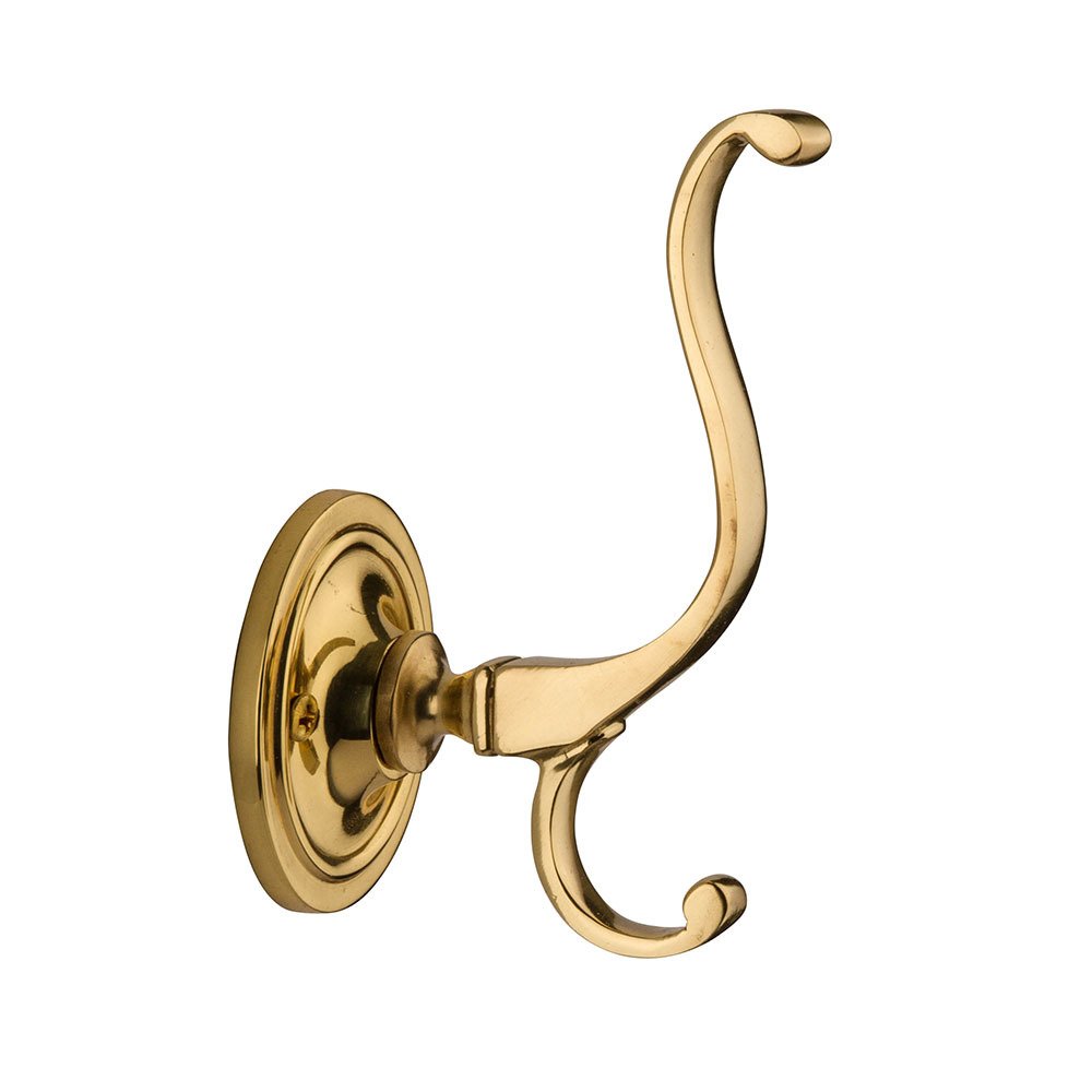 Single Plain Coat Hook in Polished Brass