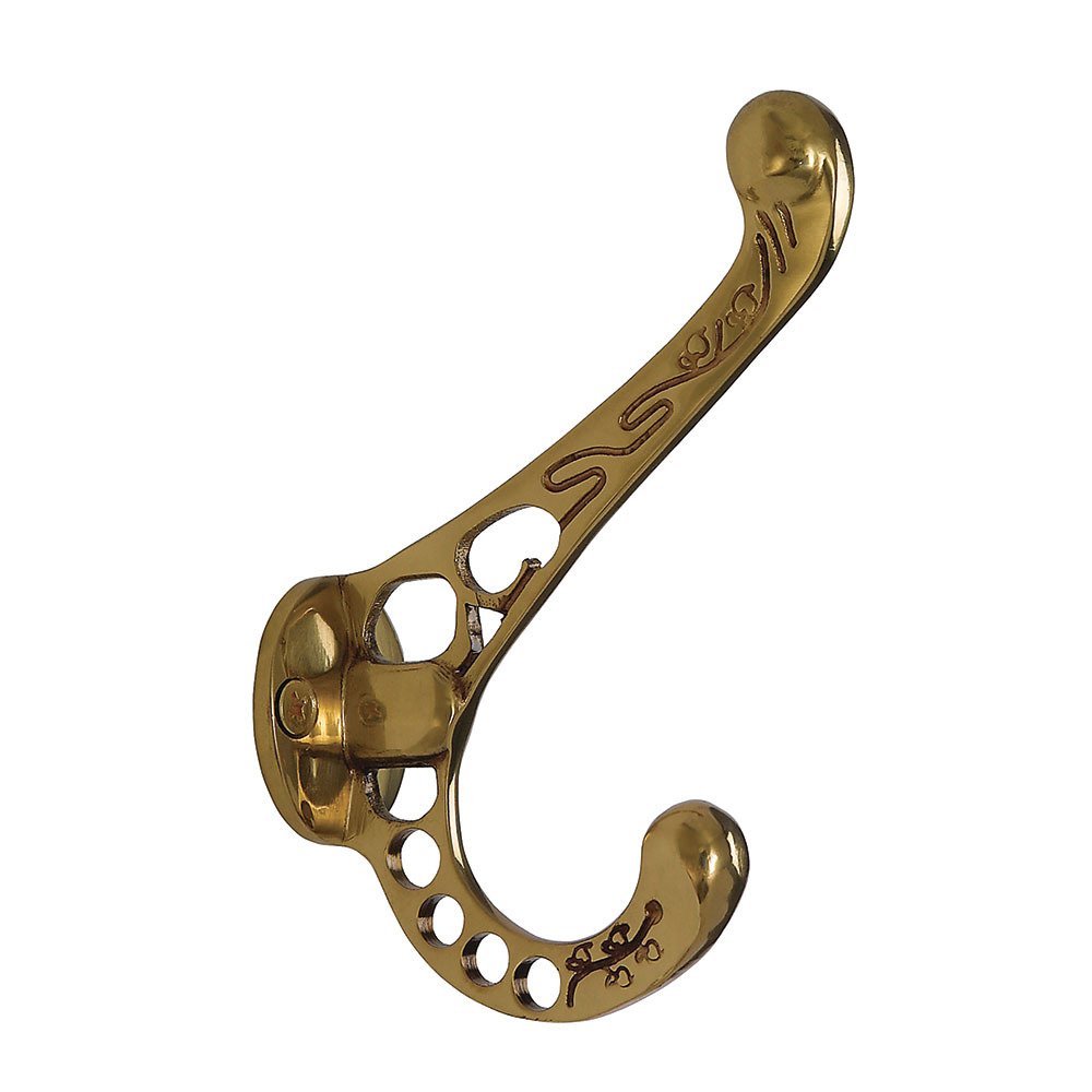Single Victorian Coat Hook in Polished Brass