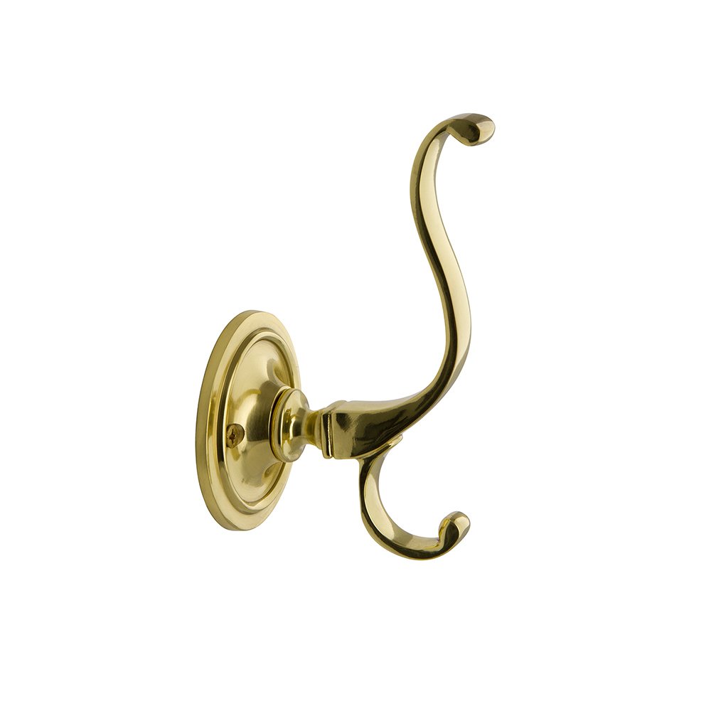 Single Plain Coat Hook in Unlacquered Brass
