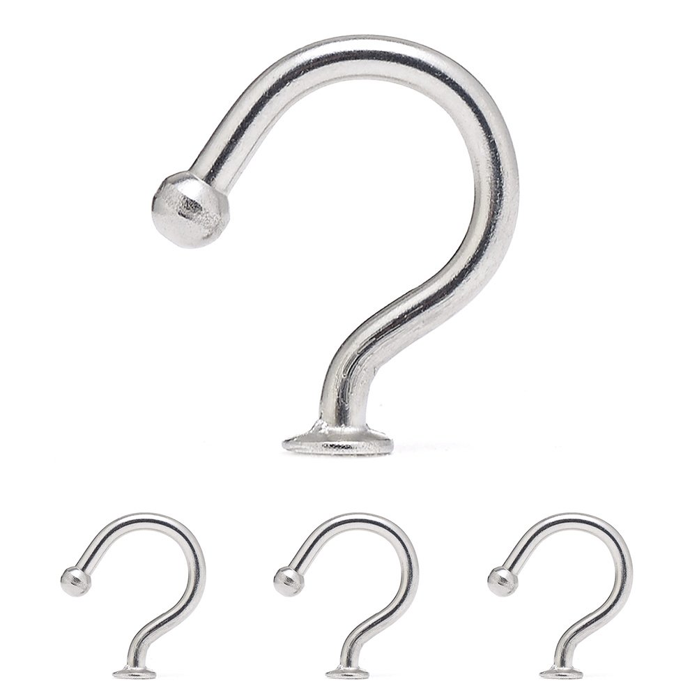 Stainless Steel 23/32" Long Single C-Shaped Screw Hook in Polished Stainless Steel (SOLD AS PACK OF 4)