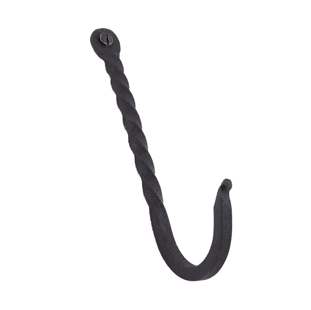 Single Classic Forged Iron Hook in Black Forged Iron