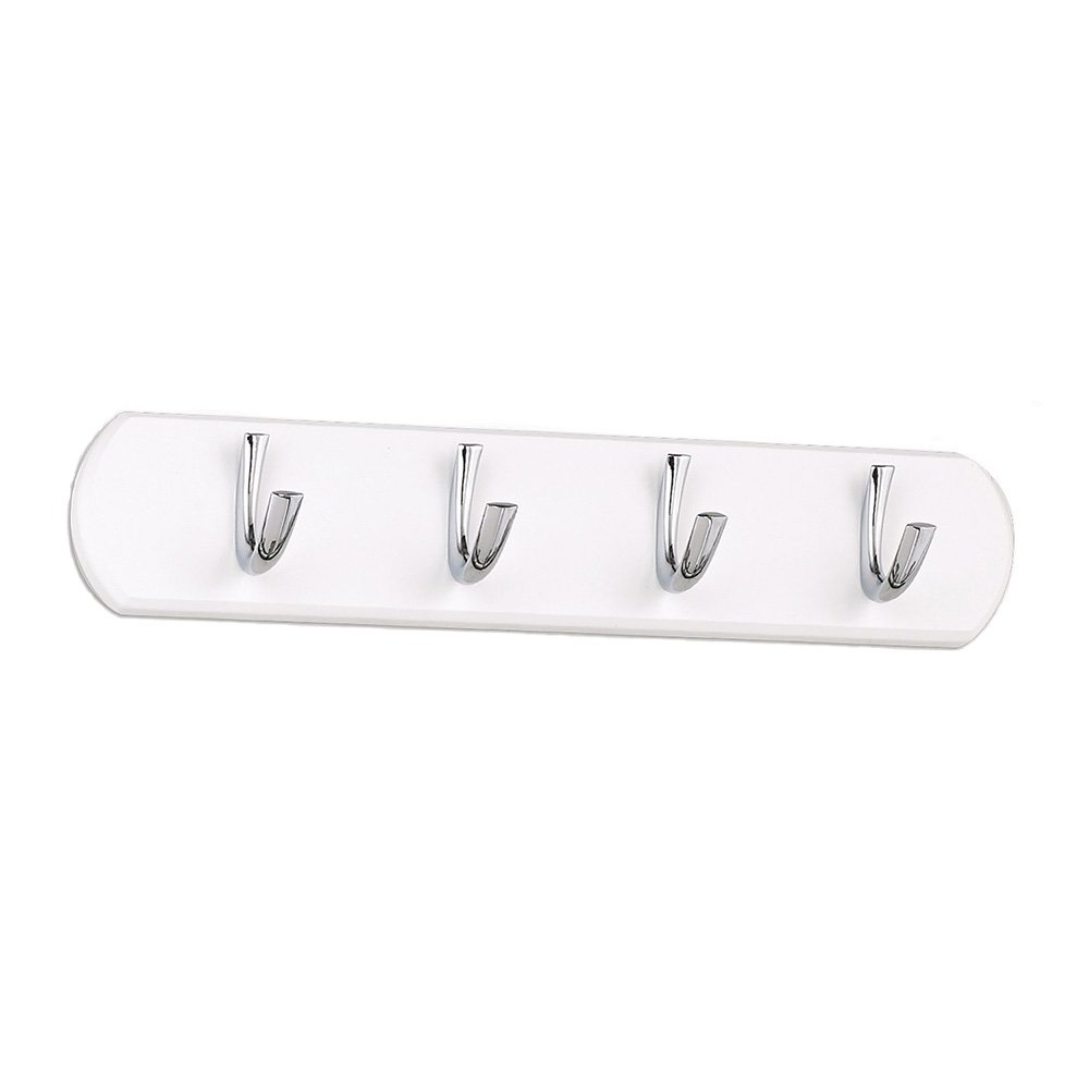 Quadruple Contemporary Hook Rack in White And Chrome