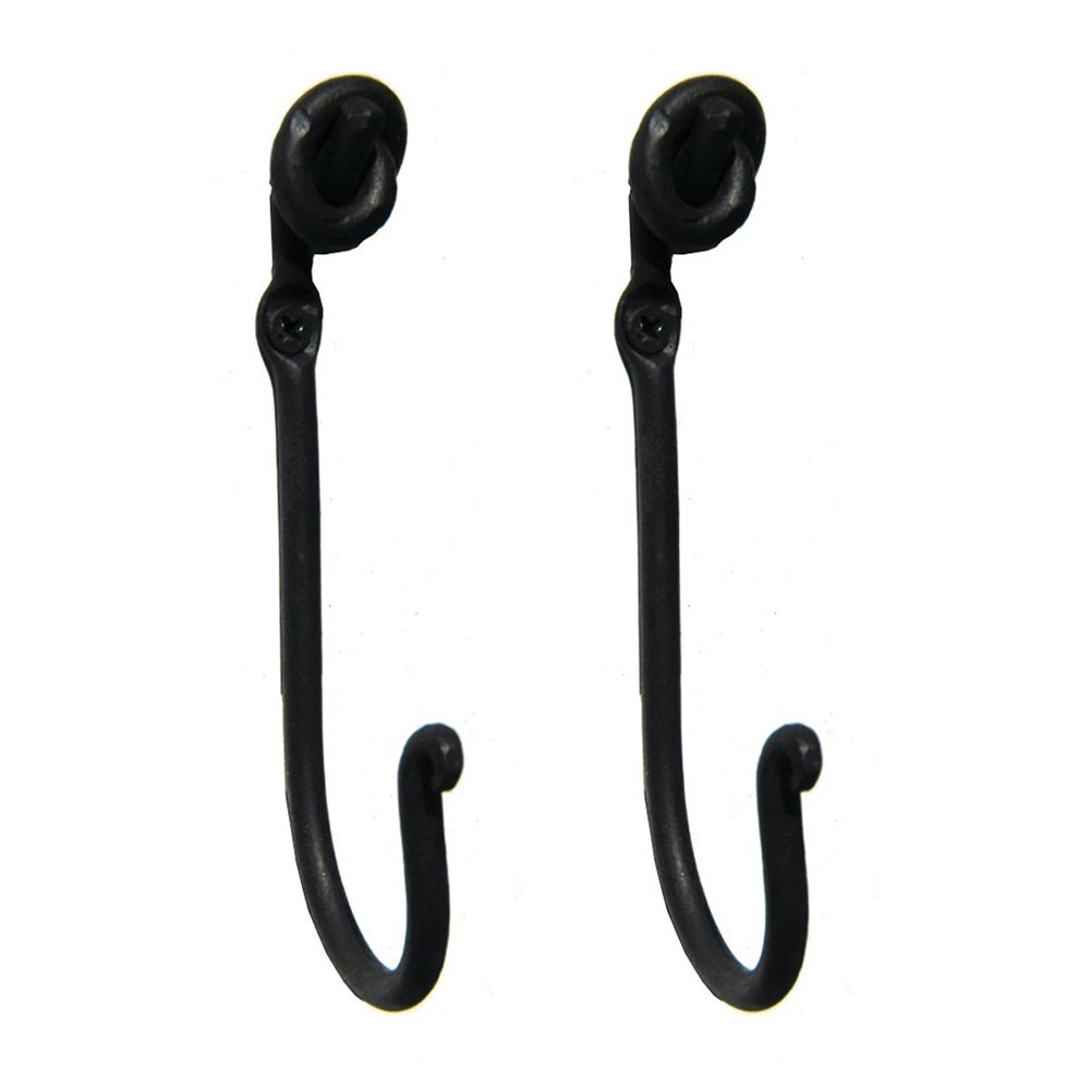 Single Classic Forged Iron Hook (2 Per Pack) in Matte Black