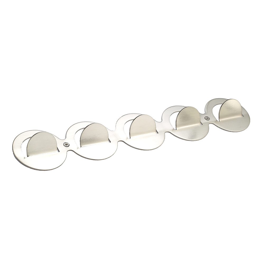 Quintuple Contemporary Hook Rack in Brushed Nickel
