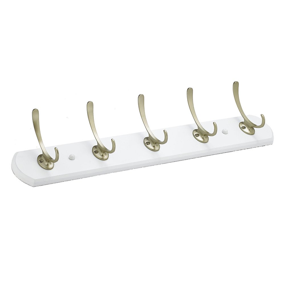 Quadruple Transitional Hook Rack in Matte Nickel And White