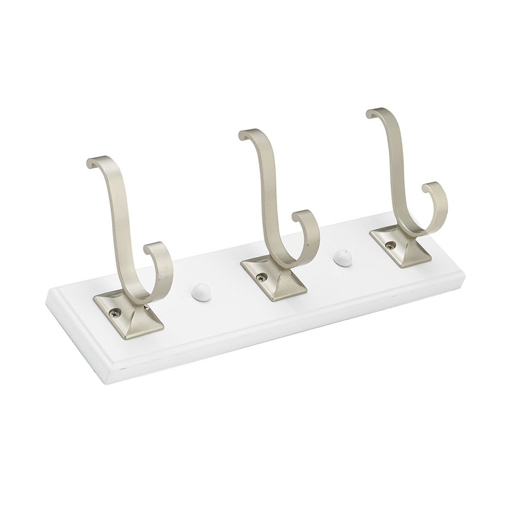 Triple Transitional Hook Rack in Matte Nickel And White