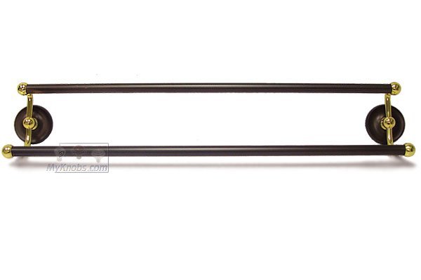 24" Double Towel Bar in Two-Tone Oil Rubbed Bronze and Brass