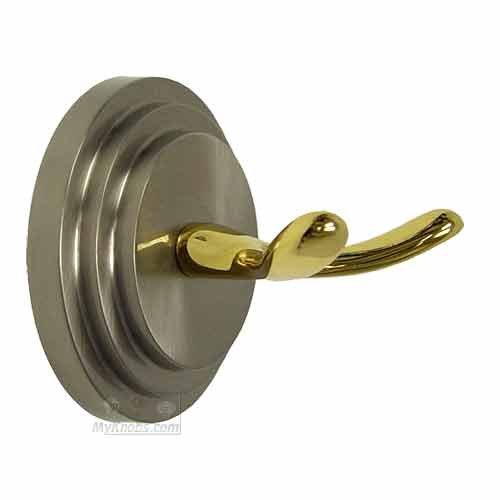 Double Hook in Two-Tone Satin Nickel and Brass