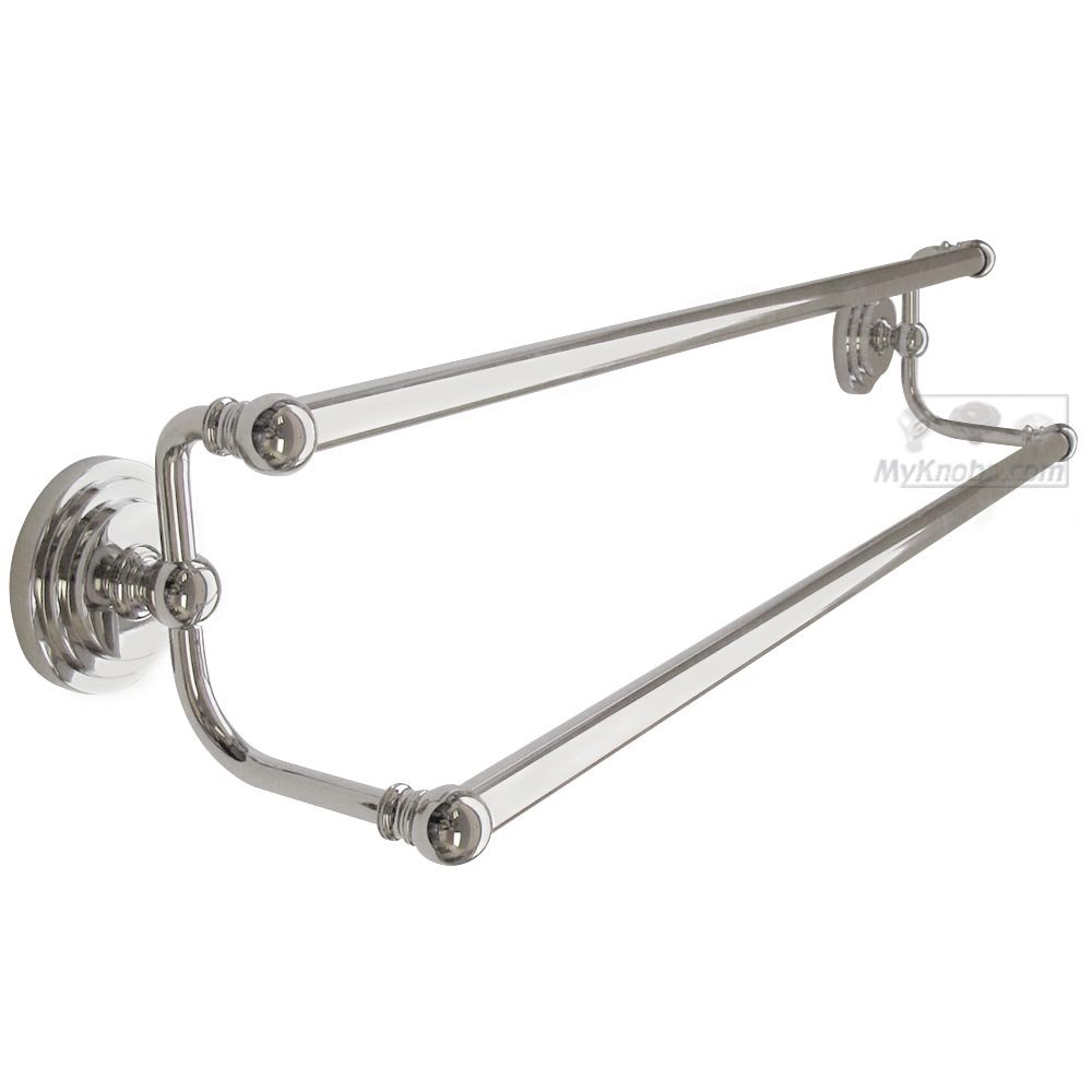 24" Step Up Base Double Towel Bar in Polished Nickel