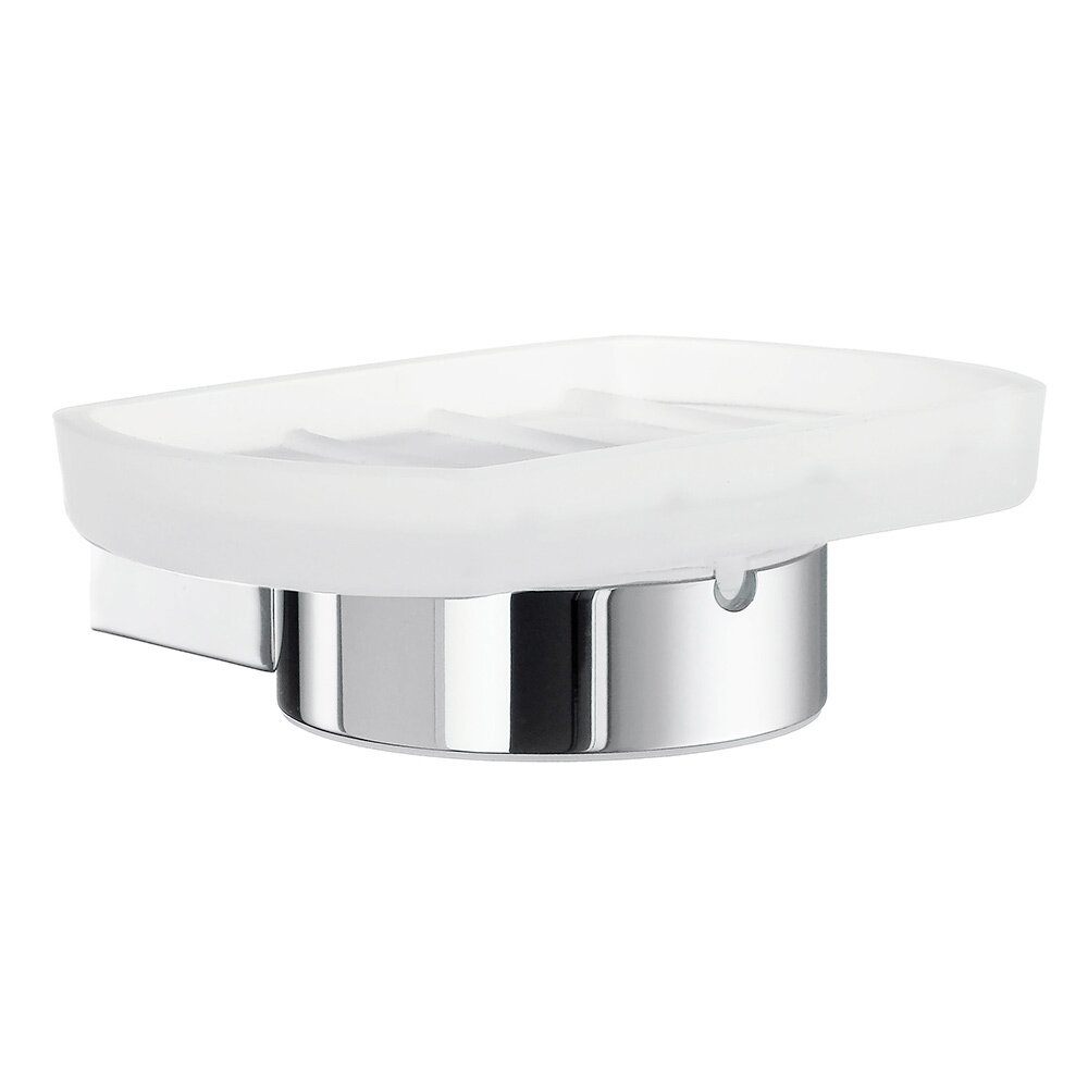 Holder with Frosted Glass Soap Dish in Polished Chrome