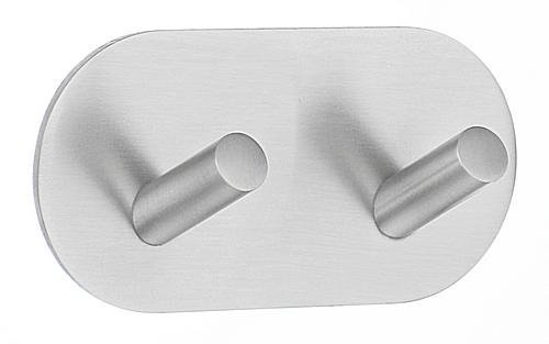 Self Adhesive Double Hook Design in Stainless Steel Brushed