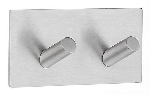 Self Adhesive Double Hook Design in Stainless Steel Brushed