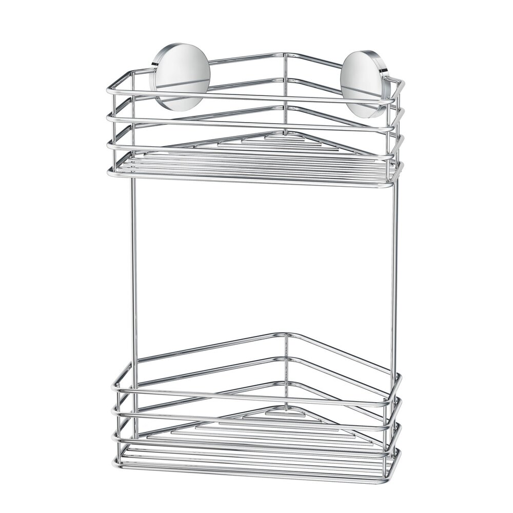 Self Adhesive Double Corner Shower Basket in Polished Chrome