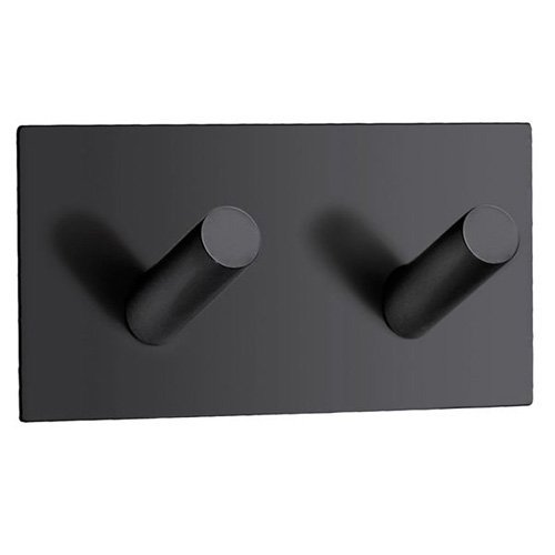 Profile Steel Double Self-Adhesive Hook in Black Brushed Stainless Steel