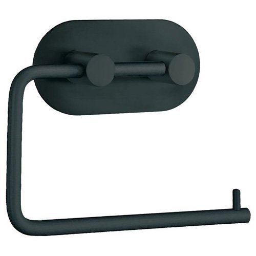 Steel Self-Adhesive Toilet Roll Holder in Black Brushed Stainless Steel