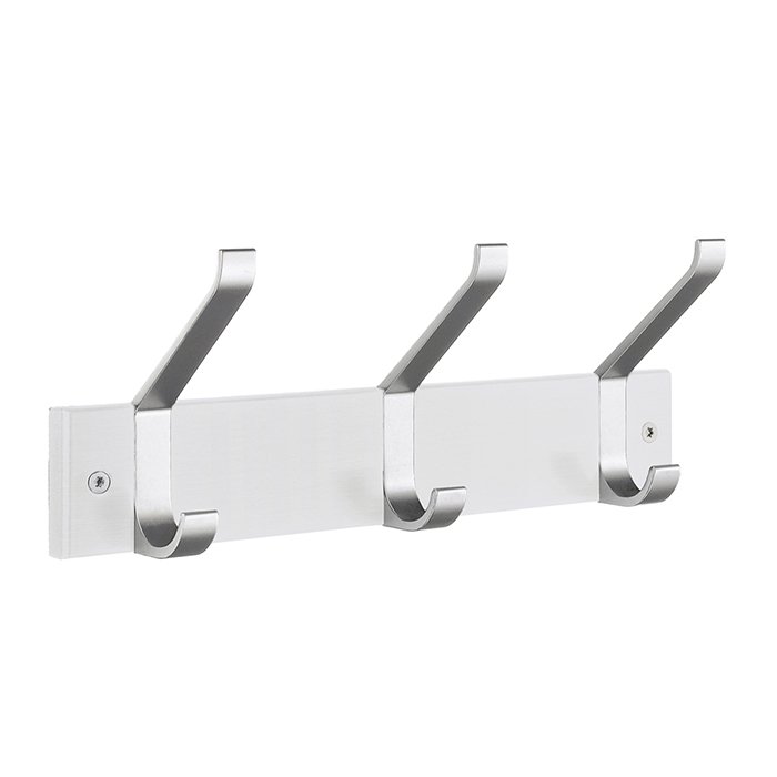 Profile Triple Coat and Hat Rack in White Wood and Satin Aluminum