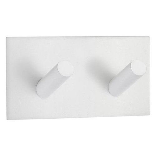 Profile Steel Double Self-Adhesive Hook in White Brushed Stainless Steel