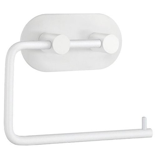 Steel Self-Adhesive Toilet Roll Holder in White Brushed Stainless Steel