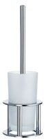 Bathroom Line Frosted Glass Toilet Brush Holder in Polished Chrome