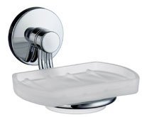 Frosted Glass Soap Dish Polished Chrome