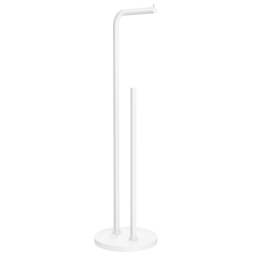 Freestanding Toilet Paper Holder with Spare Roll Holder in White 