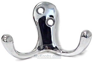 1 3/4" Double Coat Hook in Polished Chrome