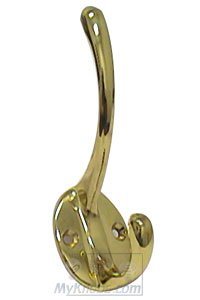 4 3/8" Coat and Hat Hook in Polished Brass