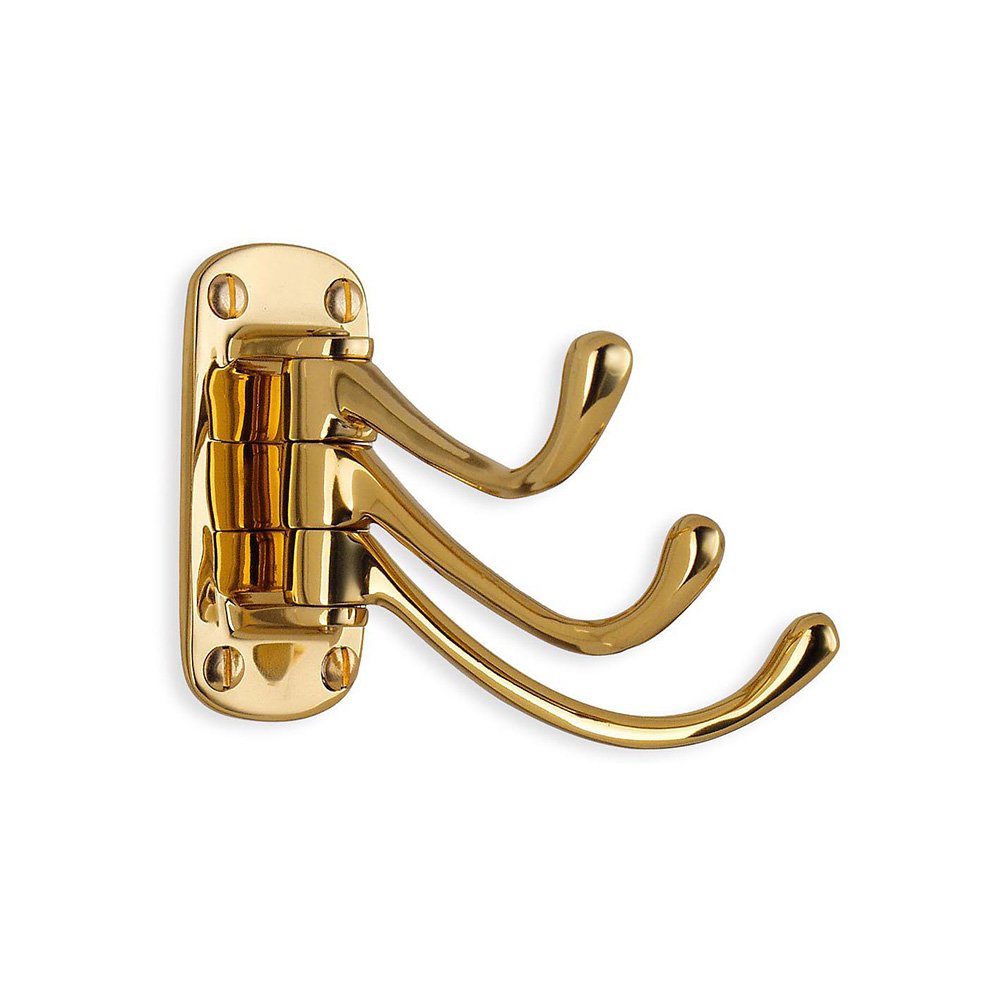 Smedbo B248 3-1/4 Triple Coat Hook, Polished Brass