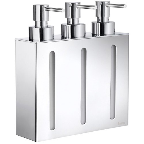 Wall Mounted Triple Pump Soap Dispenser in Polished Chrome