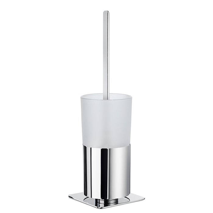 Outline Toilet Brush With Frosted Glass Container in Polished Chrome 