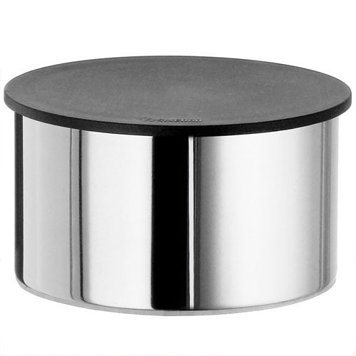 2" Tall Freestanding Container with Black Lid in Polished Chrome