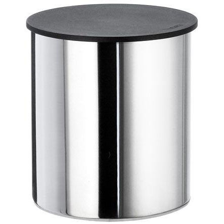 4" Tall Freestanding Container with Black Lid in Polished Chrome