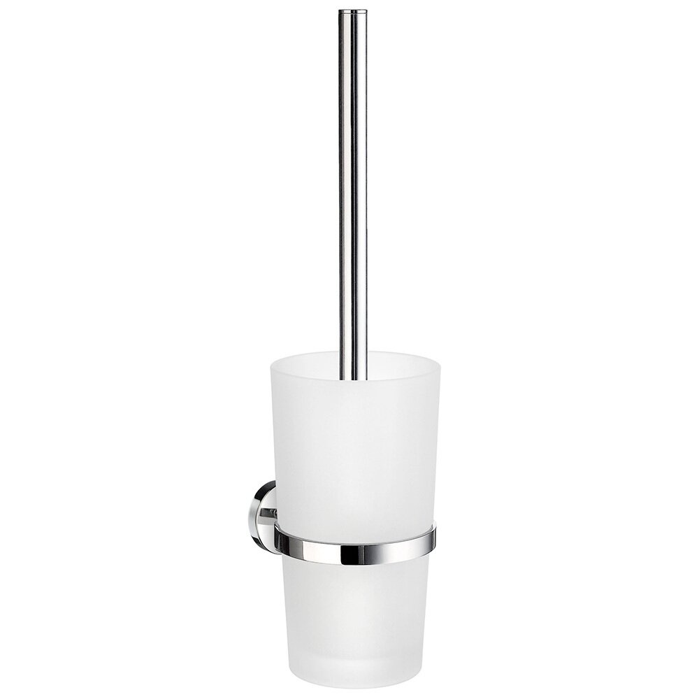 Frosted Glass Toilet Brush Wall Mounted Polished Chrome