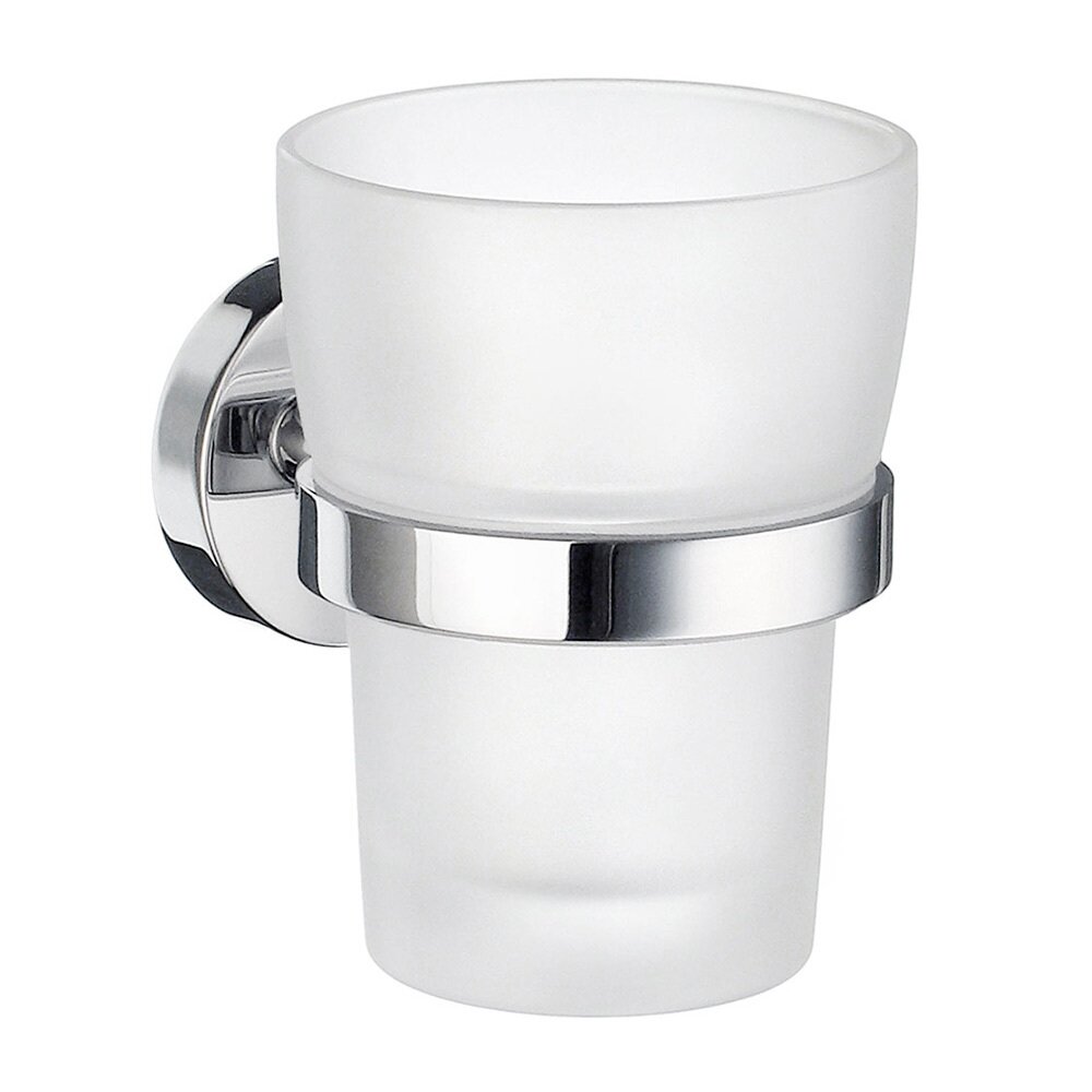 Holder with Frosted Glass Tumbler Polished Chrome
