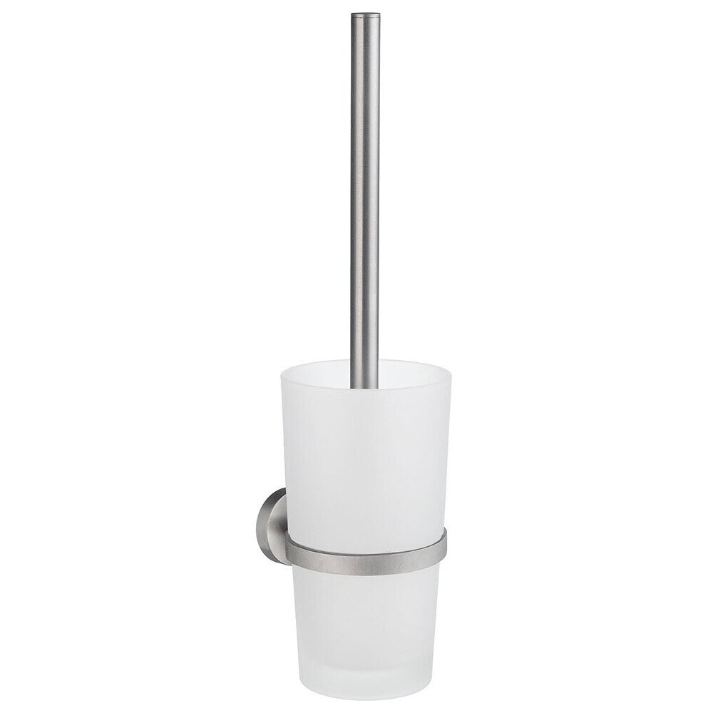 Frosted Glass Toilet Brush Wall Mounted Brushed Chrome