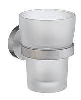 Holder with Frosted Glass Tumbler Brushed Chrome