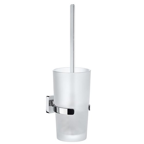 Ice Toilet Brush Wallmount in Polished Chrome With Frosted Glass