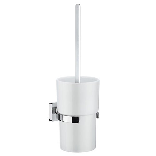 Ice Toilet Brush Wallmount in Polished Chrome With White Porcelain